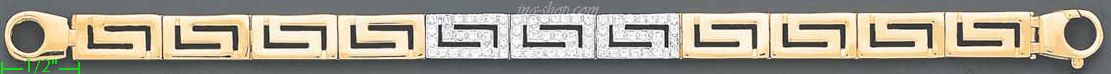 14K Gold Fancy CZ Designs Bracelet 7.25" - Click Image to Close