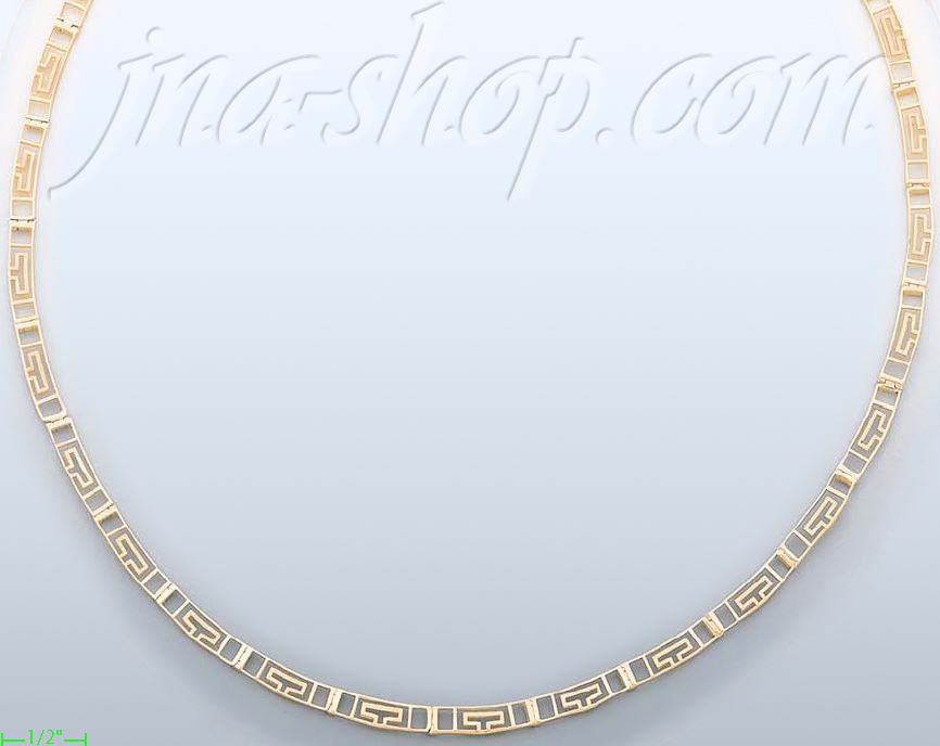 14K Gold Fancy CZ Designs Necklace 17" - Click Image to Close