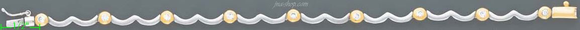 14K Gold Fancy CZ Designs Bracelet 7" - Click Image to Close