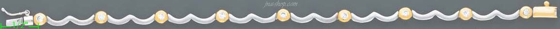 14K Gold Fancy CZ Designs Bracelet 7" - Click Image to Close