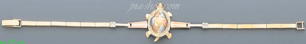 14K Gold Turtle Designs Bracelet 7.25" - Click Image to Close