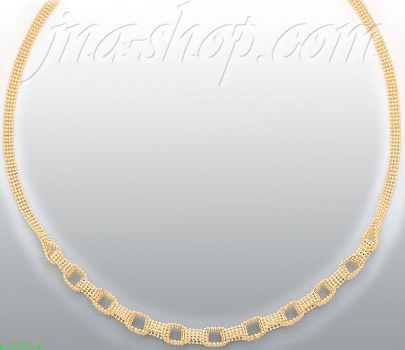 14K Gold Fancy Designs Necklace 17" - Click Image to Close