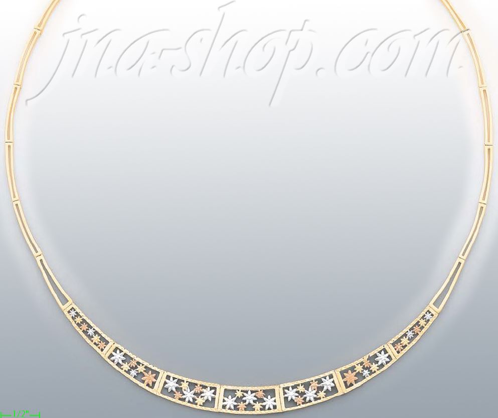 14K Gold Fancy Designs Necklace 17" - Click Image to Close