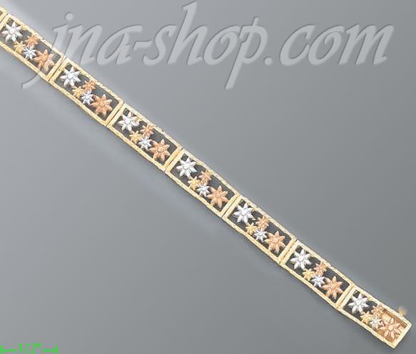 14K Gold Fancy Designs Bracelet 7.5" - Click Image to Close