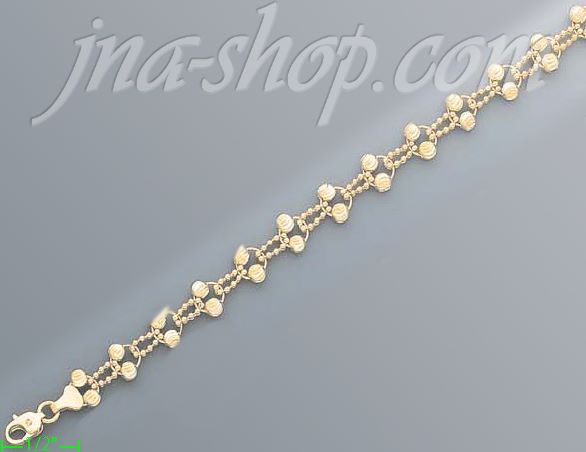 14K Gold Fancy Designs Bracelet 7" - Click Image to Close