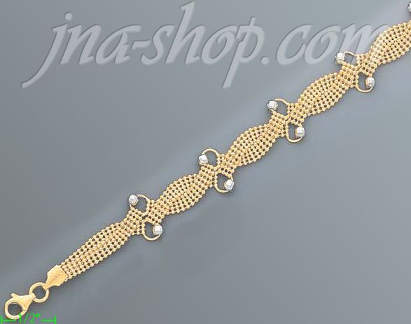 14K Gold Fancy Designs Bracelet 7.25" - Click Image to Close