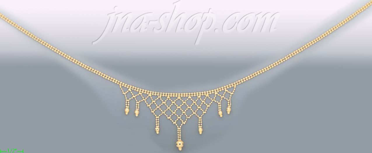 14K Gold Fancy Designs Necklace 17" - Click Image to Close