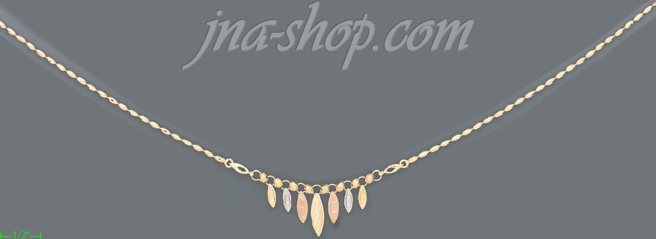 14K Gold Fancy Designs Necklace 17" - Click Image to Close