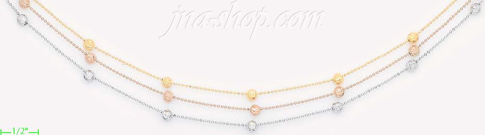 14K Gold Fancy Necklace 17" - Click Image to Close