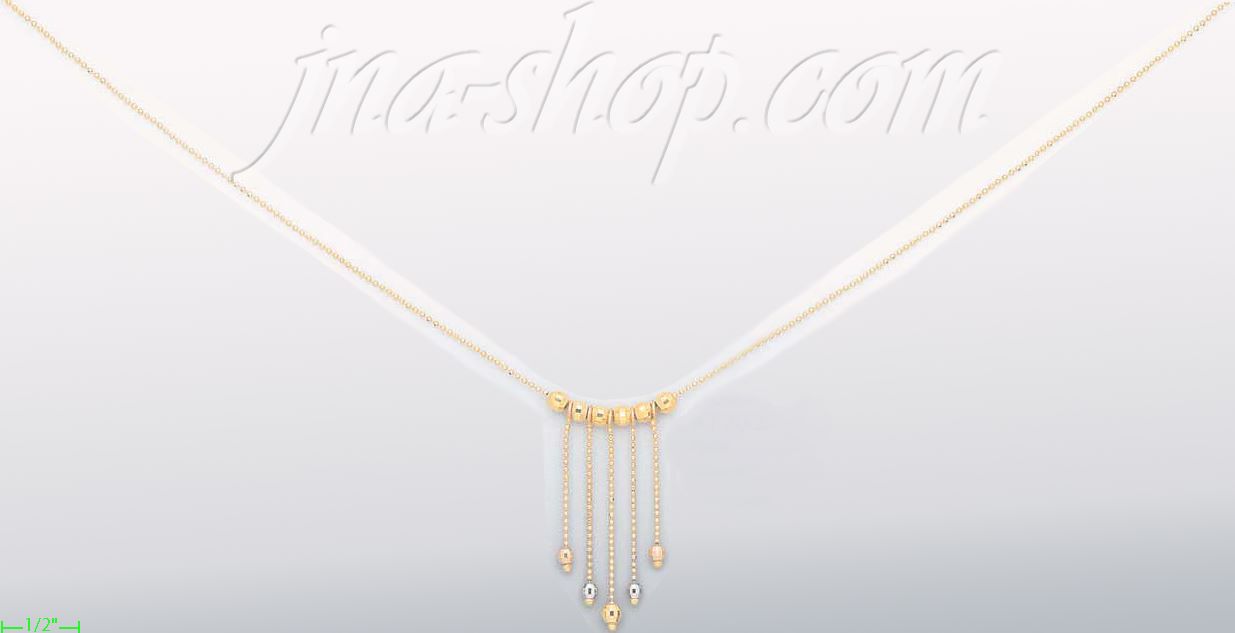 14K Gold Fancy Necklace 17" - Click Image to Close