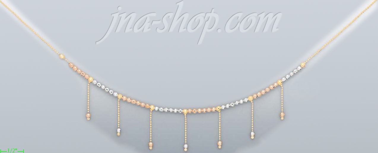 14K Gold Fancy Necklace 17" - Click Image to Close