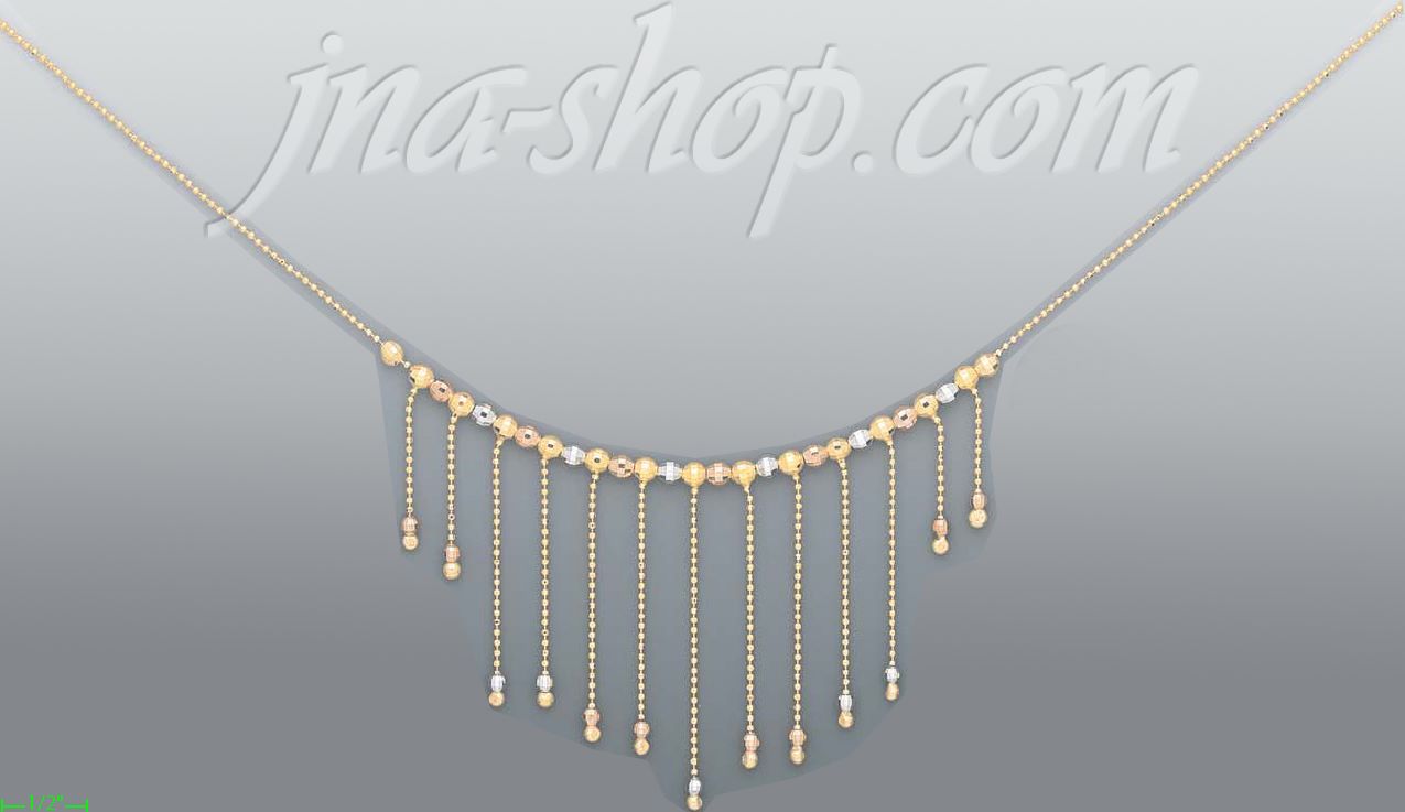 14K Gold Fancy Necklace 17" - Click Image to Close