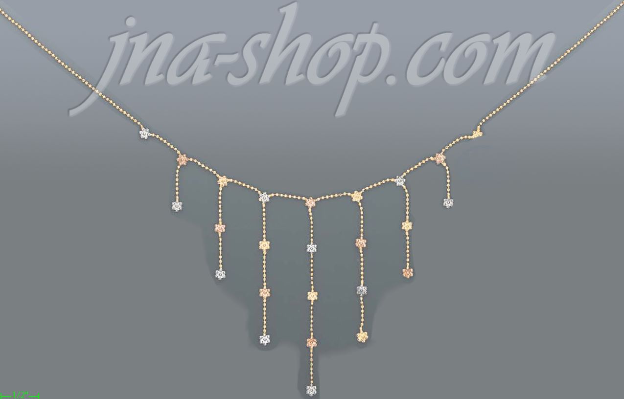 14K Gold Fancy Necklace 17" - Click Image to Close