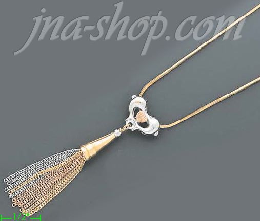 14K Gold Fancy Necklace 17" - Click Image to Close