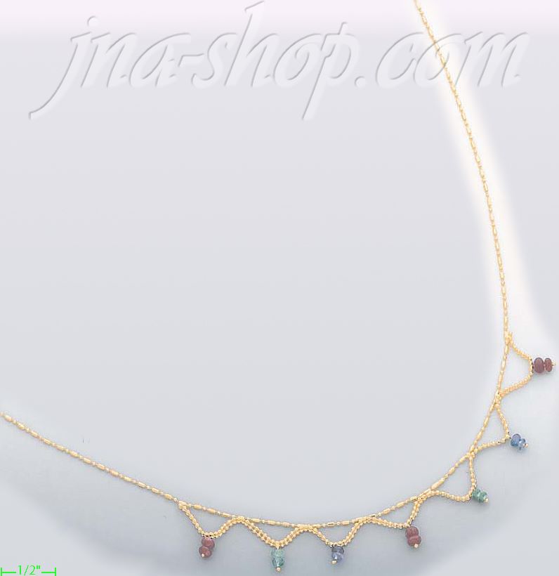 14K Gold Fancy Necklace 17" - Click Image to Close