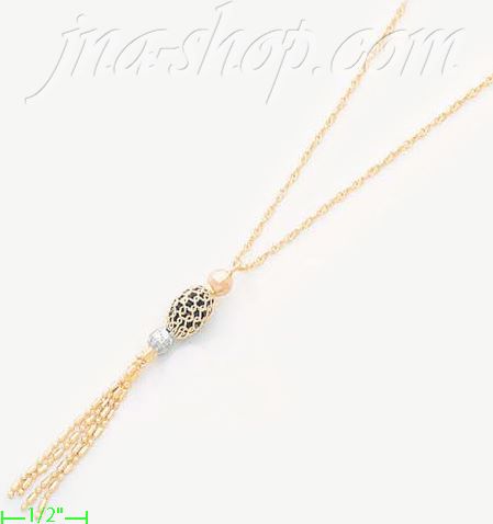 14K Gold Fancy Necklace 17" - Click Image to Close