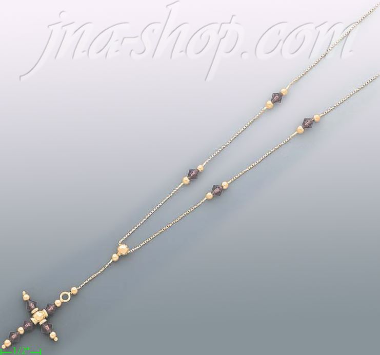 14K Gold Fancy Necklace 17" - Click Image to Close