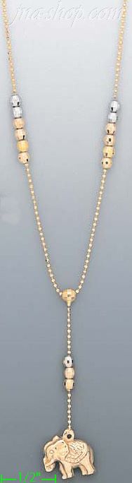 14K Gold Elephant Light Fancy Necklace 17" - Click Image to Close