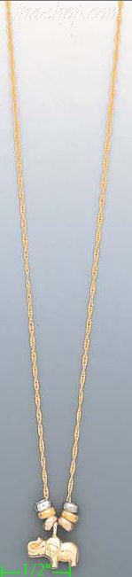 14K Gold Elephant Light Fancy Necklace 17" - Click Image to Close