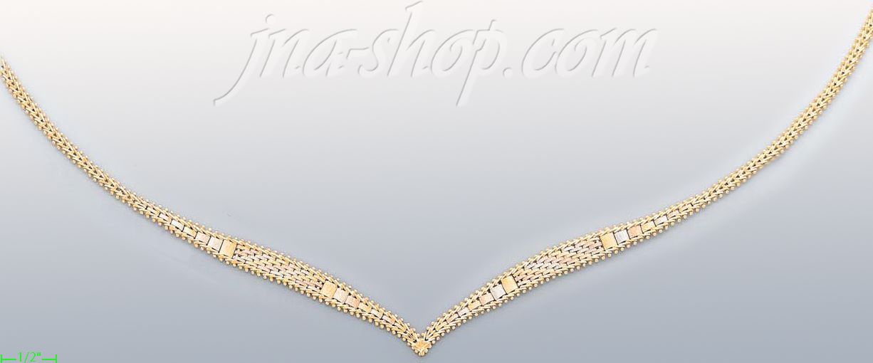 14K Gold Villas & Bolas Necklace 17" - Click Image to Close