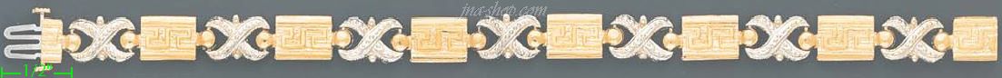 14K Gold Greek Designs Bracelet 7.5" - Click Image to Close