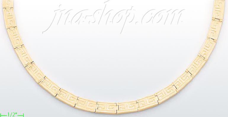14K Gold Greek Designs Necklace 17" - Click Image to Close