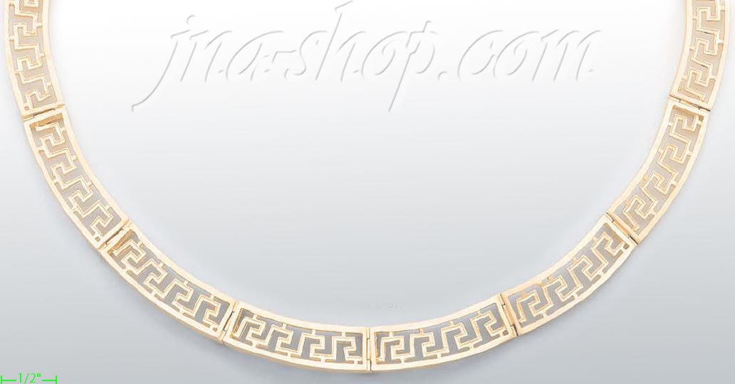 14K Gold Greek Designs Necklace 17" - Click Image to Close