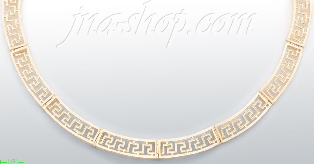 14K Gold Greek Designs Necklace 17" - Click Image to Close