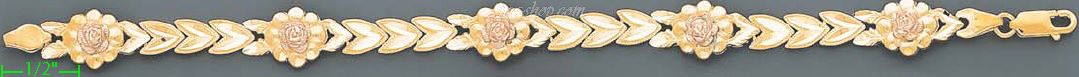 14K Gold Dia-cut Designs Bracelet 7.25" - Click Image to Close