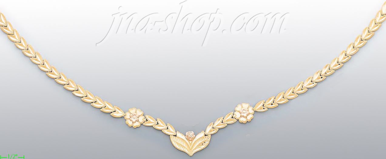 14K Gold Dia-cut Designs Necklace 17" - Click Image to Close