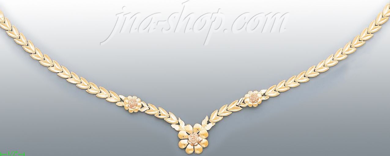 14K Gold Dia-cut Designs Necklace 17" - Click Image to Close