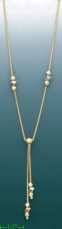 14K Gold Fancy Necklace 17" - Click Image to Close