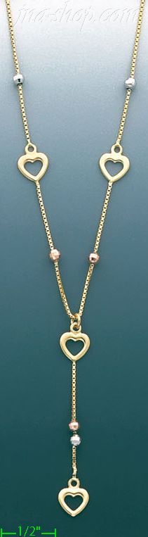 14K Gold Fancy Necklace 17" - Click Image to Close