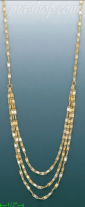 14K Gold Fancy Necklace 17" - Click Image to Close