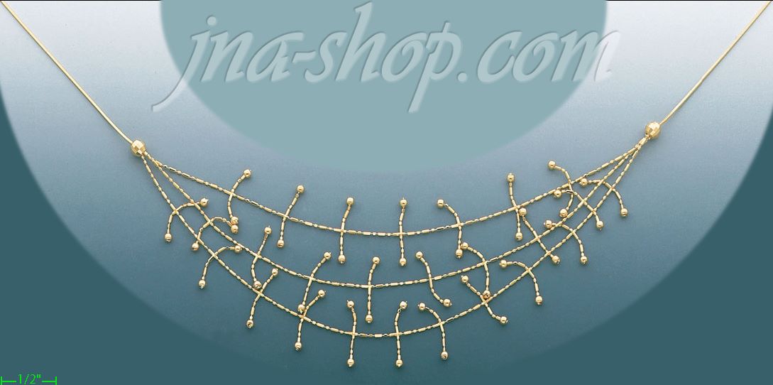 14K Gold Fancy Necklace 17" - Click Image to Close