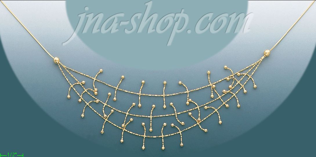 14K Gold Fancy Necklace 17" - Click Image to Close