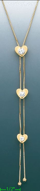 14K Gold Fancy CZ Necklace 17in Adjustable - Click Image to Close