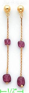 14K Gold Fancy Colored Stone Sets Earrings - Click Image to Close