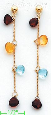 14K Gold Fancy Colored Stone Sets Earrings - Click Image to Close