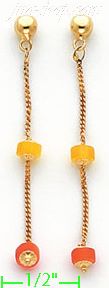 14K Gold Fancy Colored Stone Sets Earrings - Click Image to Close