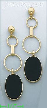 14K Gold Fancy Onyx Set Earrings - Click Image to Close