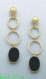 14K Gold Fancy Onyx Set Earrings - Click Image to Close