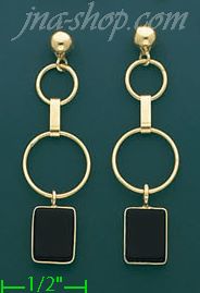 14K Gold Fancy Onyx Set Earrings - Click Image to Close