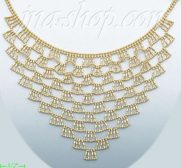14K Gold Fancy Light Ball Necklace 17" - Click Image to Close