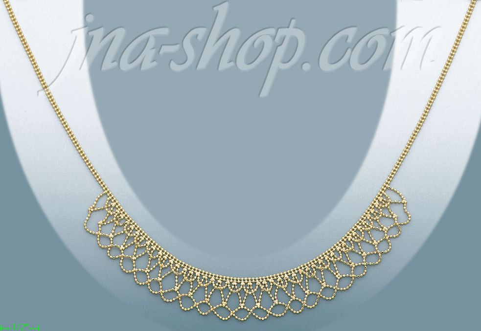 14K Gold Fancy Light Ball Necklace 17" - Click Image to Close