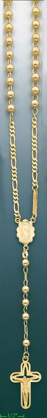 14K Gold Rosary Necklace 26" - Click Image to Close