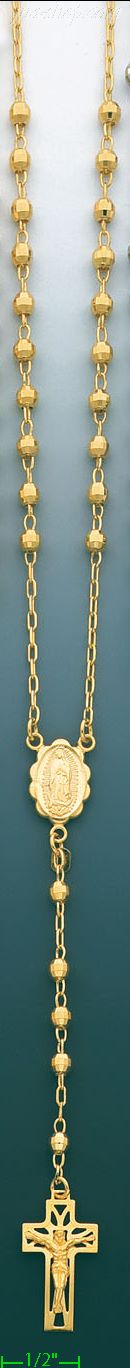 14K Gold Rosary Necklace 26" - Click Image to Close