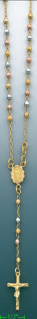 14K Gold Rosary Necklace 17" - Click Image to Close
