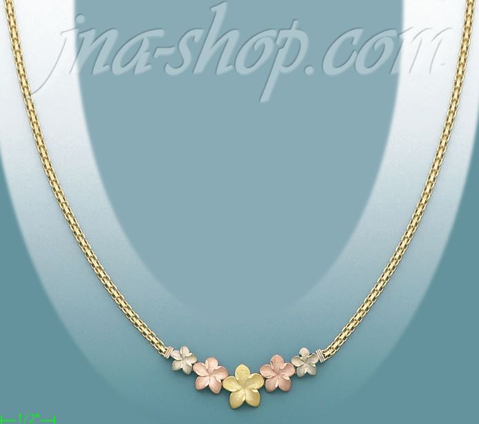 14K Gold Fancy Designs Necklace 17" - Click Image to Close