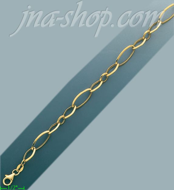 14K Gold Fancy Light Hollow Bracelet 7.5" - Click Image to Close